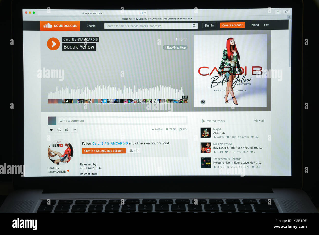 Mailand, Italien - 10 August 2017: Sound cloud Homepage. Es ist ein Audio Distribution Platform in Berlin, Deutschland, ermöglicht Benutzern das Hochladen, Aufzeichnen Stockfoto