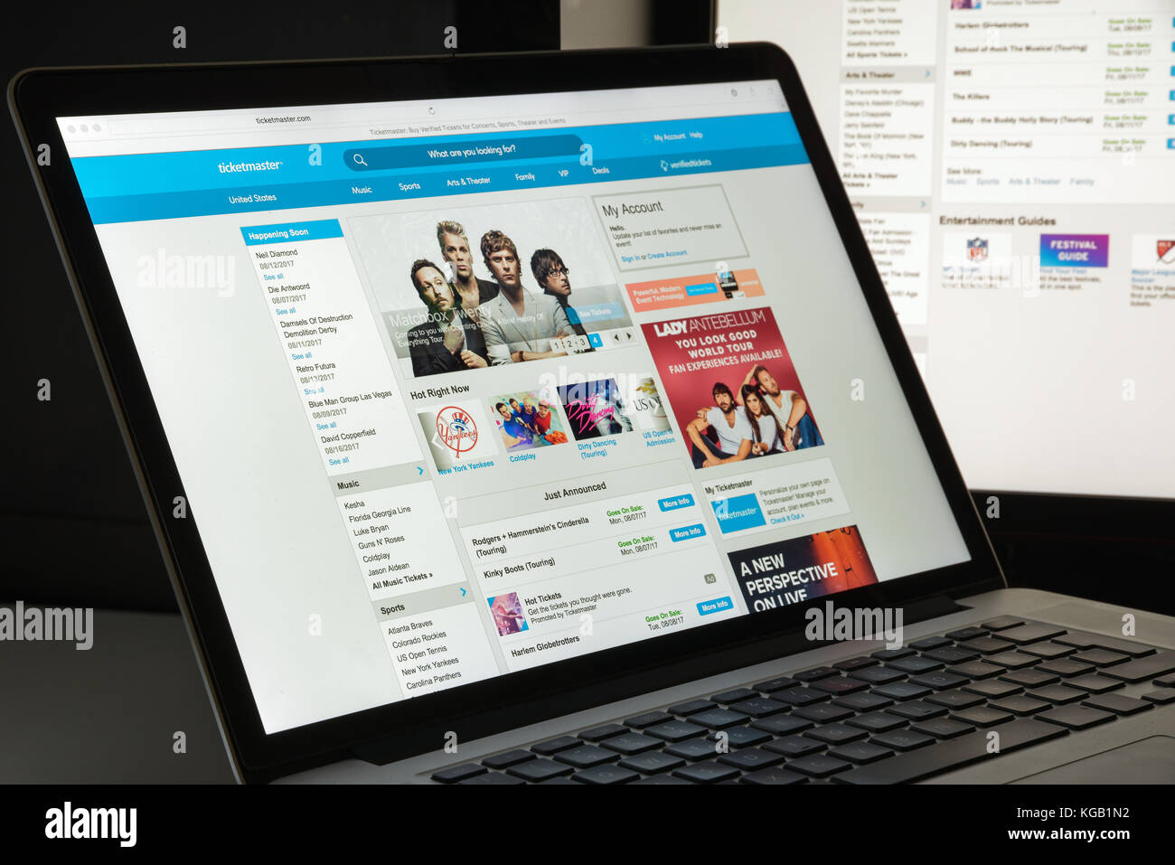 Mailand, Italien - 10 August 2017: Ticketmaster Homepage. Es ist ein amerikanischer Ticketverkauf (primäre ticket Outlet) und Vertriebsgesellschaft. Ticket Stockfoto