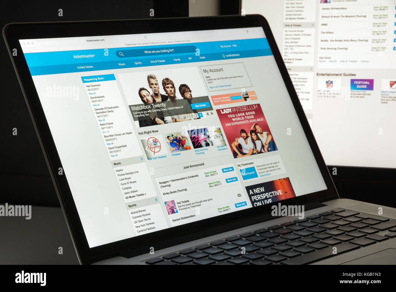 Mailand, Italien - 10 August 2017: Ticketmaster Homepage. Es ist ein amerikanischer Ticketverkauf (primäre ticket Outlet) und Vertriebsgesellschaft. Ticket Stockfoto