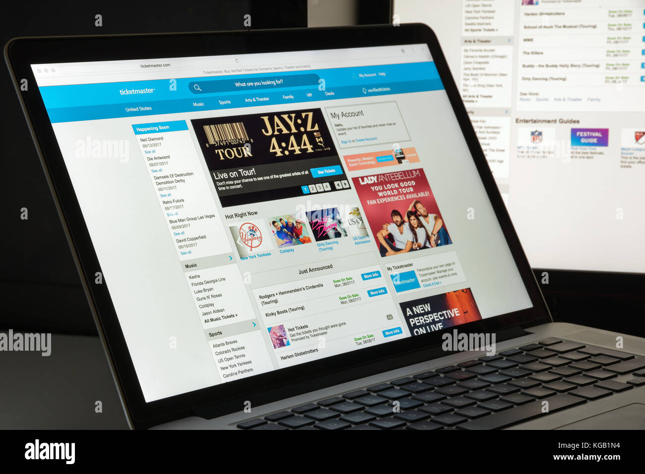 Mailand, Italien - 10 August 2017: Ticketmaster Homepage. Es ist ein amerikanischer Ticketverkauf (primäre ticket Outlet) und Vertriebsgesellschaft. Ticket Stockfoto