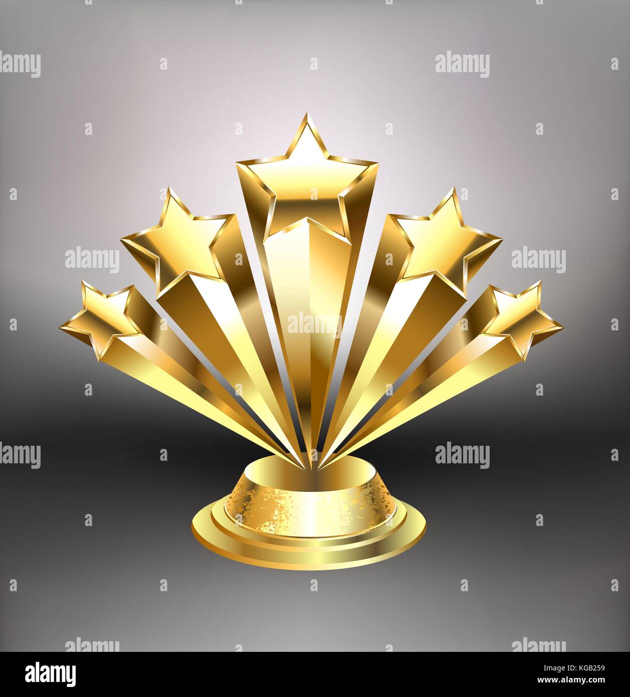 Auszeichnung von fünf goldene Sterne auf einem hellen Hintergrund. Design mit goldenen Sternen. Stock Vektor