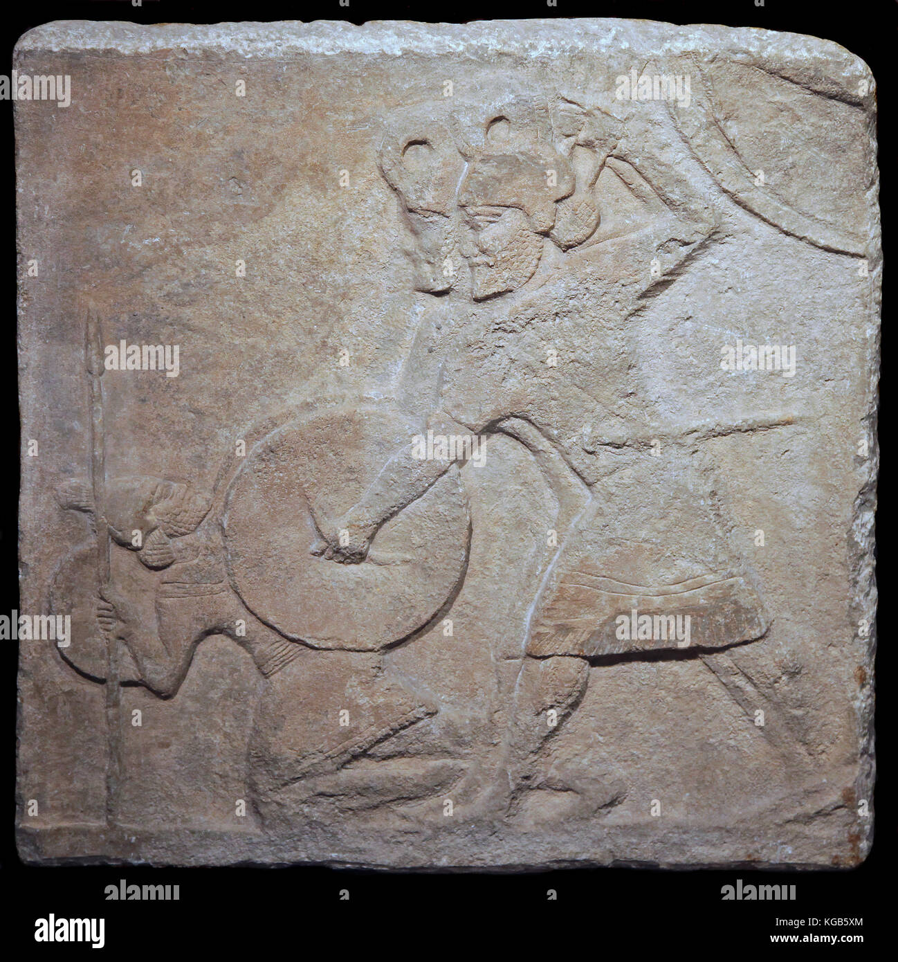 Ninive. Kalkstein Relief zeigt assyrischen Soldaten. 745-727 v. Chr. Stockfoto