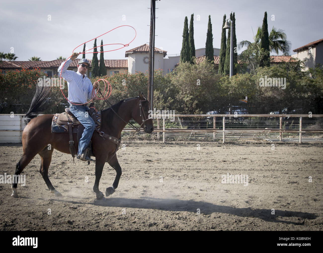 San Juan Capistrano, Kalifornien, USA. 20 Sep, 2017. Moderne Kuh roping, für Spaß oder Wettbewerb praktiziert wird, ist die Praxis der Trennung von Kühen für Branding auf Methoden während der Expansion in den alten Westen Beginn in den frühen 1800er Jahren entwickelt wurde. Kuh roping kann eine individuelle Verfolgung oder in Mannschaften getan und ist die Basis für moderne Rodeos zusammen mit Bull und Bronco reiten. In den alten Westen, Kühe und Kälber, wurden einer nach dem anderen Um eingebrannt werden getrennt und Eigentum während der Runde ups jedes Jahr, bevor die Tiere auf den Markt zu beweisen. Kuh Anseilen ist über den Vereinigten S praktiziert Stockfoto