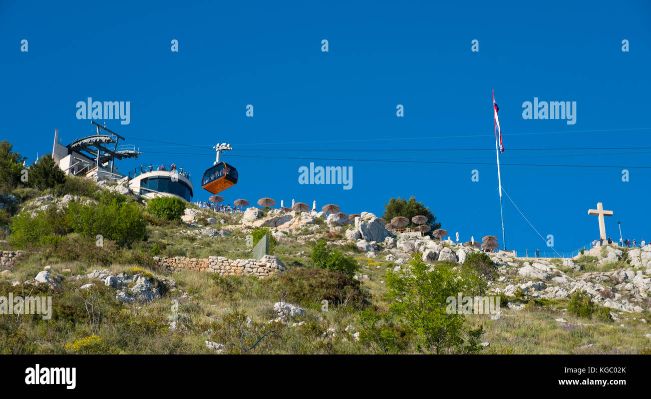 Die Seilbahn fährt den Gipfel des moubt srd, Dubrovnik, Kroatien; Europa Stockfoto