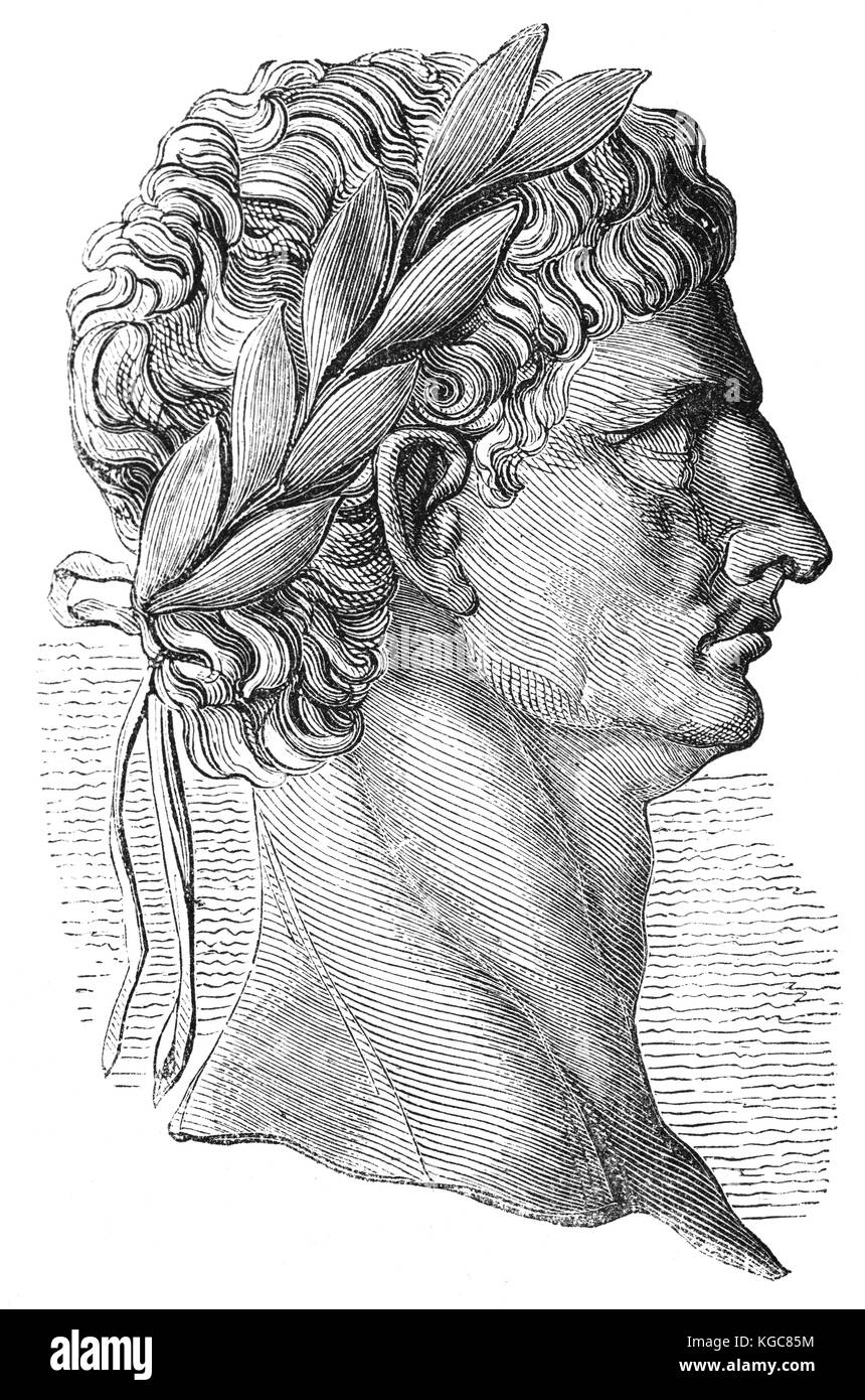 Eine Kopie einer Gravur von Claudius, Römischer Kaiser von 41 bis 54, von einer Münze im British Museum. Stockfoto