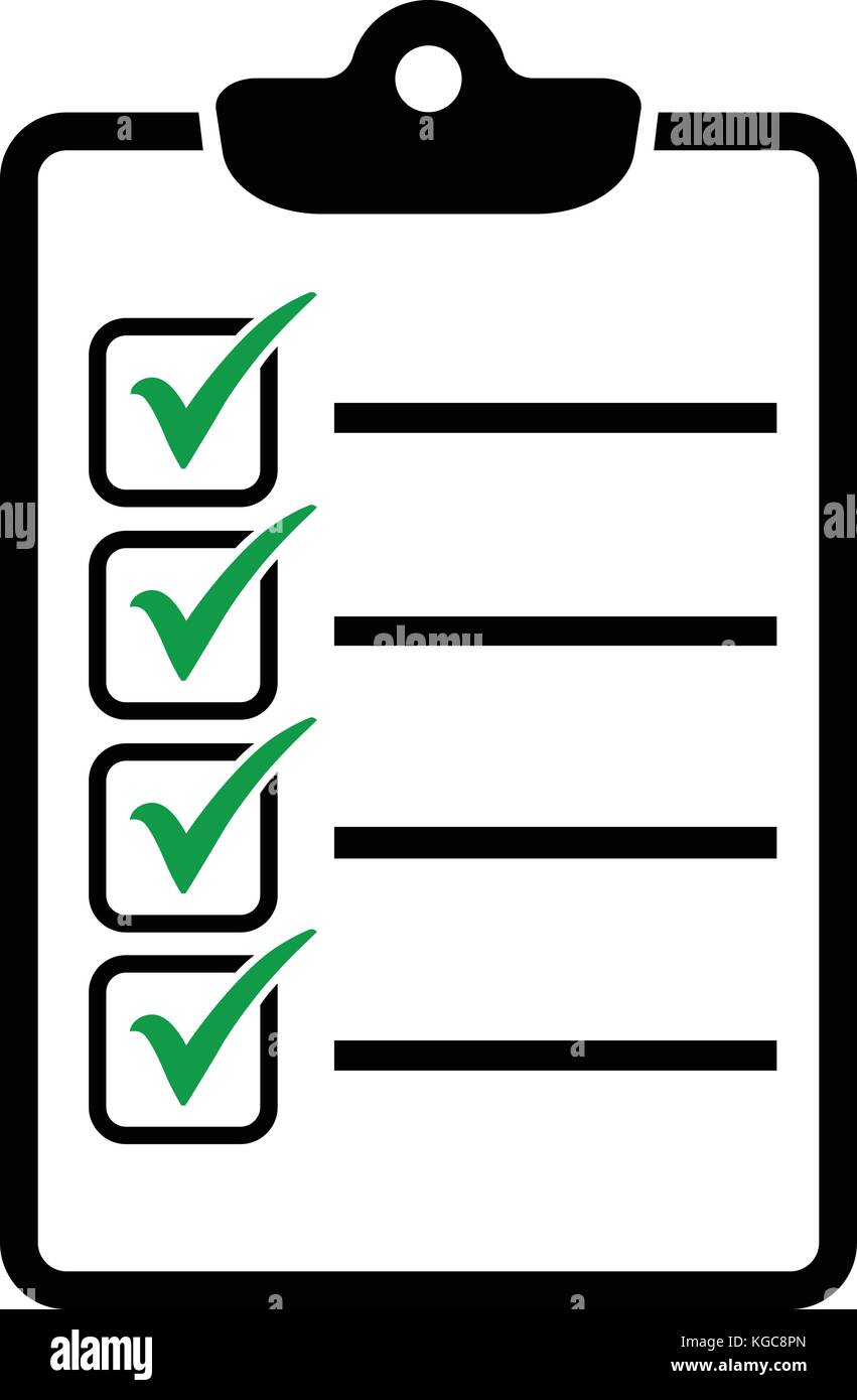 Checkliste mit grünem Häkchen in einem Kasten, Vector Illustration ...