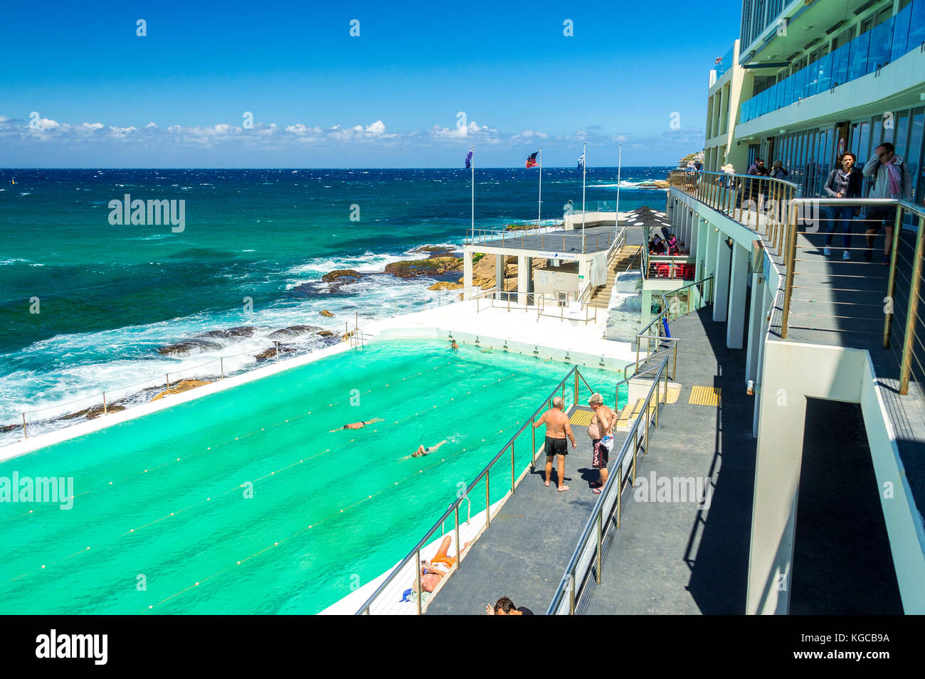 Bondi Bäder Home des legendären Bondi Icebergs Swimming Club liegt am südlichen Ende des Bondi Beach in Sydney, NSW, Australien Stockfoto