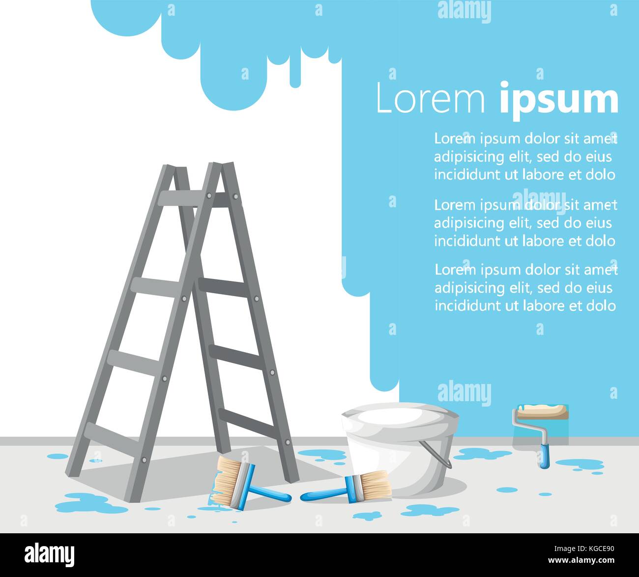 Innenraumkonzept mit Tools überladen und eine Skizze auf der Wand auf weißem Hintergrund Vector Illustration Web site Seite und Mo gezeichnet Stock Vektor