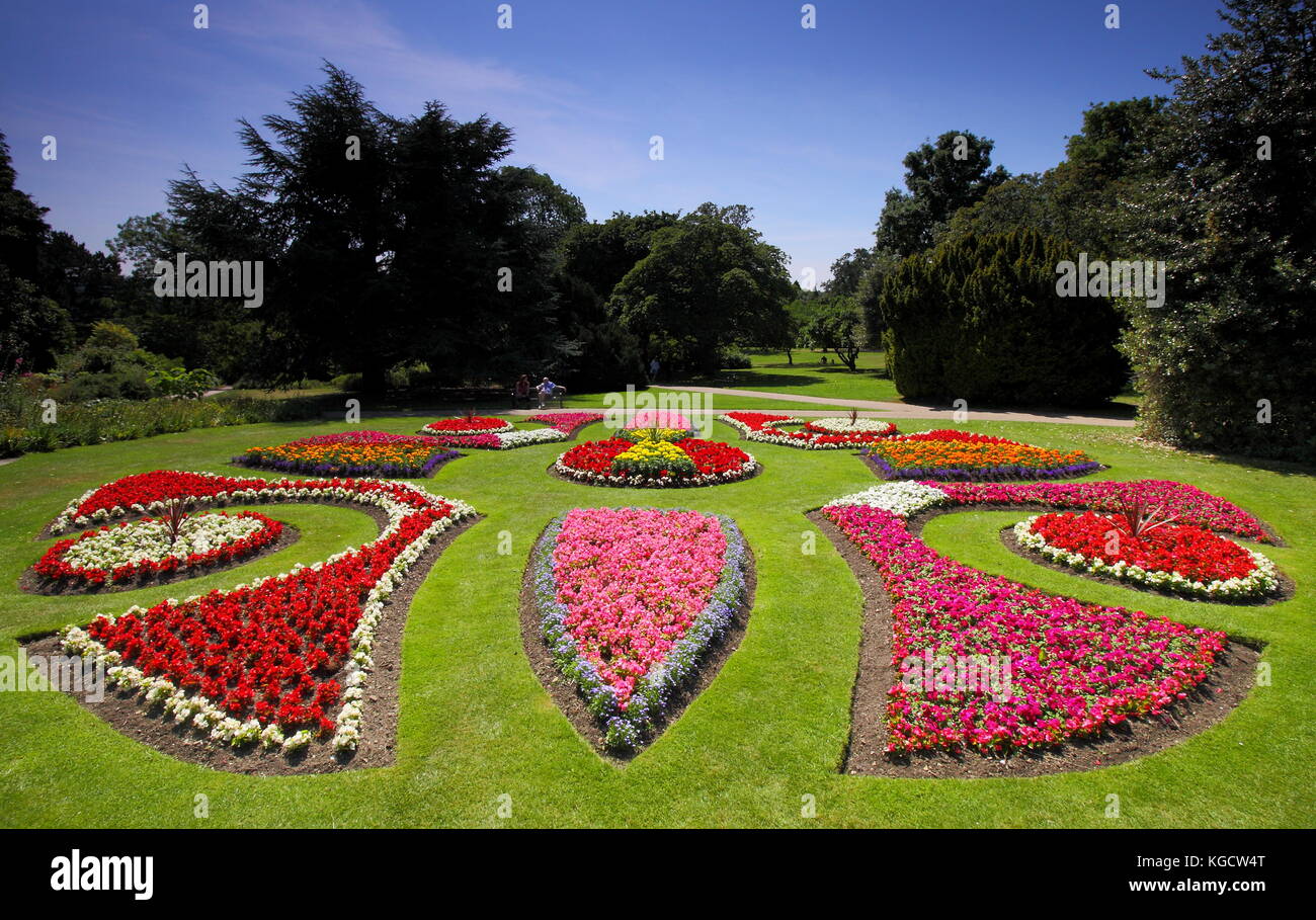 Sommer Bettwäsche in der Viktorianischen Garten botanischer Garten in Sheffield, Sheffield, South Yorkshire, England, Großbritannien Stockfoto
