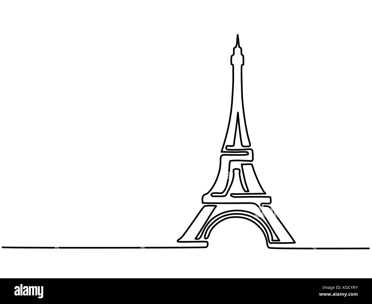 Paris Eiffel Tower Symbol dünne durchgezogene Linie Zeichnung für Web und mobile, modernem minimalistischem Design. Vector Illustration Stock Vektor