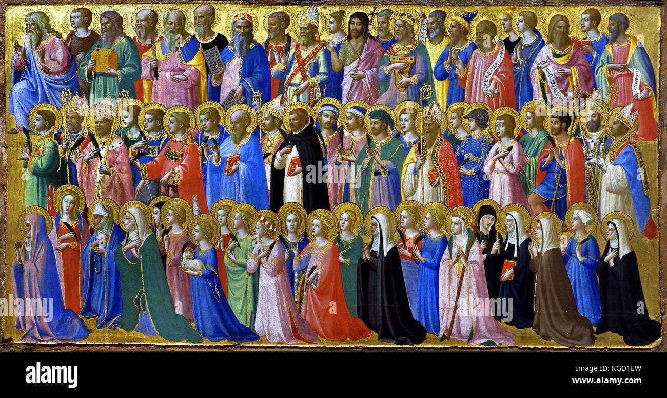 Die Vorläufer Christi mit Heiligen und Märtyrer über 1423-4, Fra Angelico, Guido di Pietro (1395 - 1455) war einer der ersten Maler der italienischen Renaissance Italien (Fiesole San Domenico Altarbild) Stockfoto