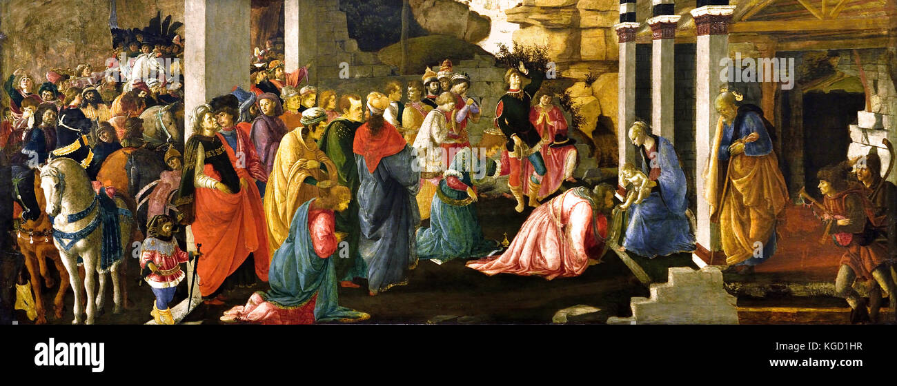 Anbetung der Könige 1470 Sandro Botticelli 1445 - 1510 und Filippino Lippi, 1457 - 1504, italienischer, Maler, Hochrenaissance, Florenz, Italien. Stockfoto