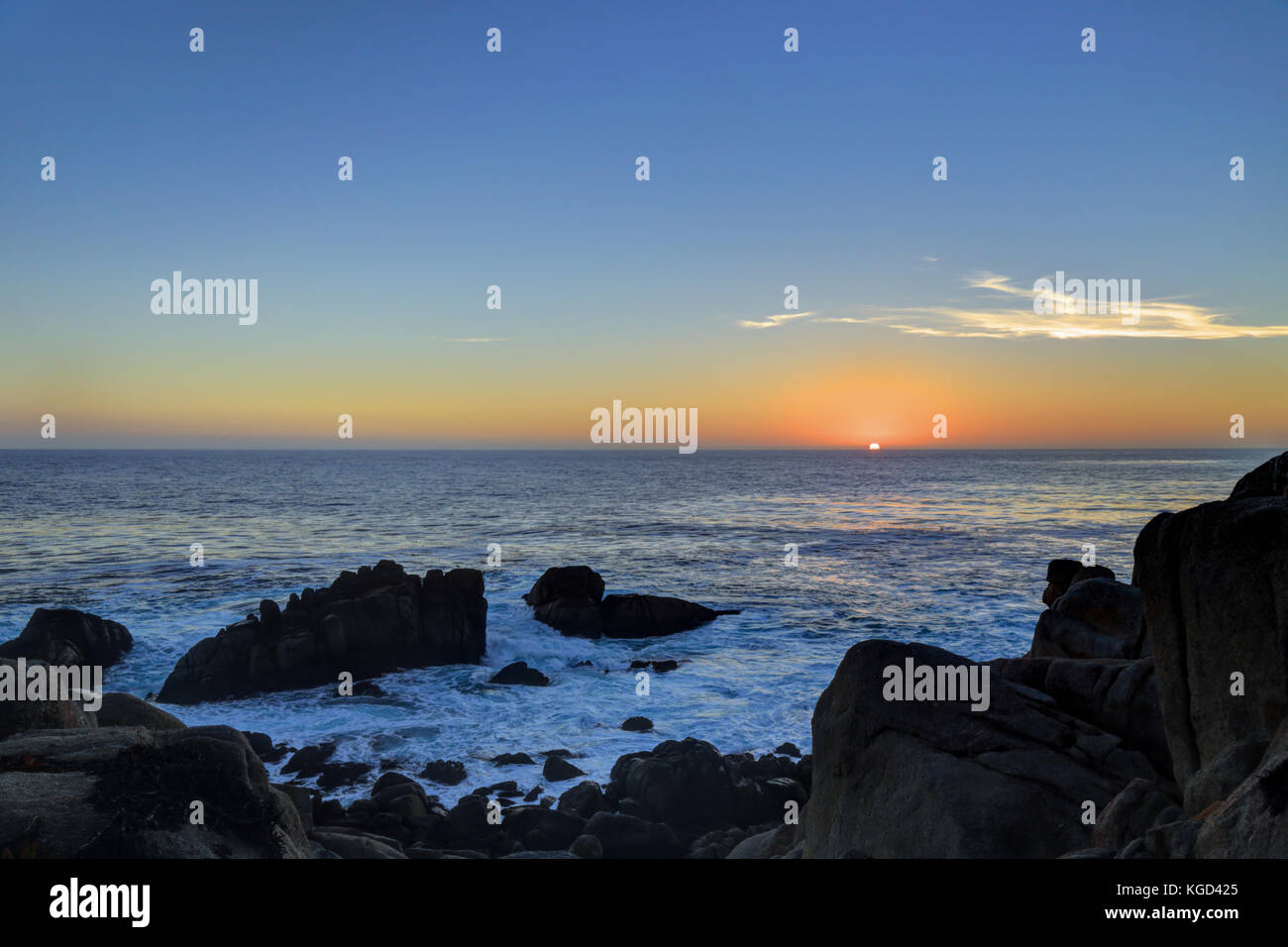 Sonnenuntergang um 17-mile Drive, Pebble Beach, Kalifornien Stockfoto