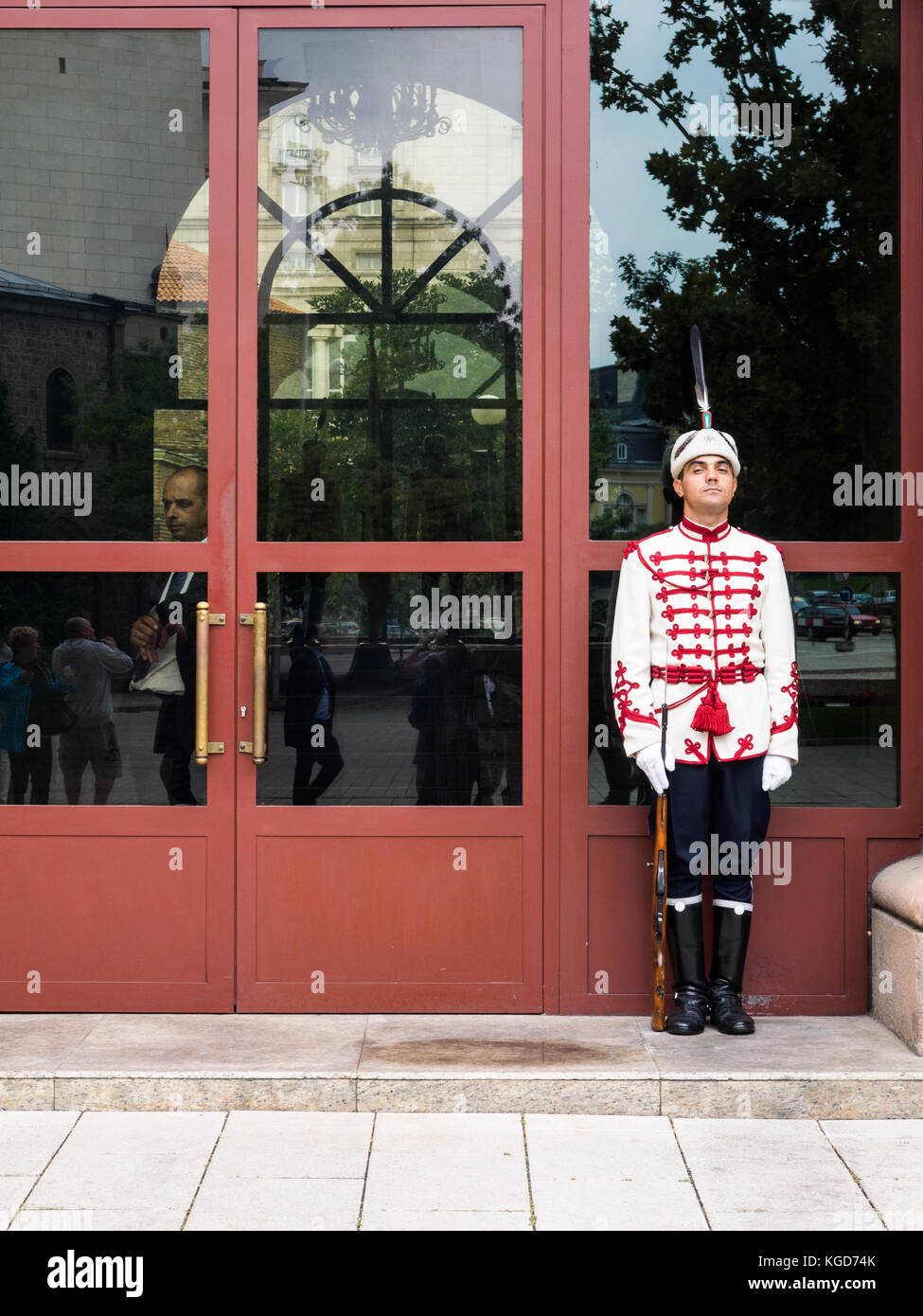 Die Wachen vor der Präsidentschaft Gebäude in Sofia, Bulgarien Stockfoto