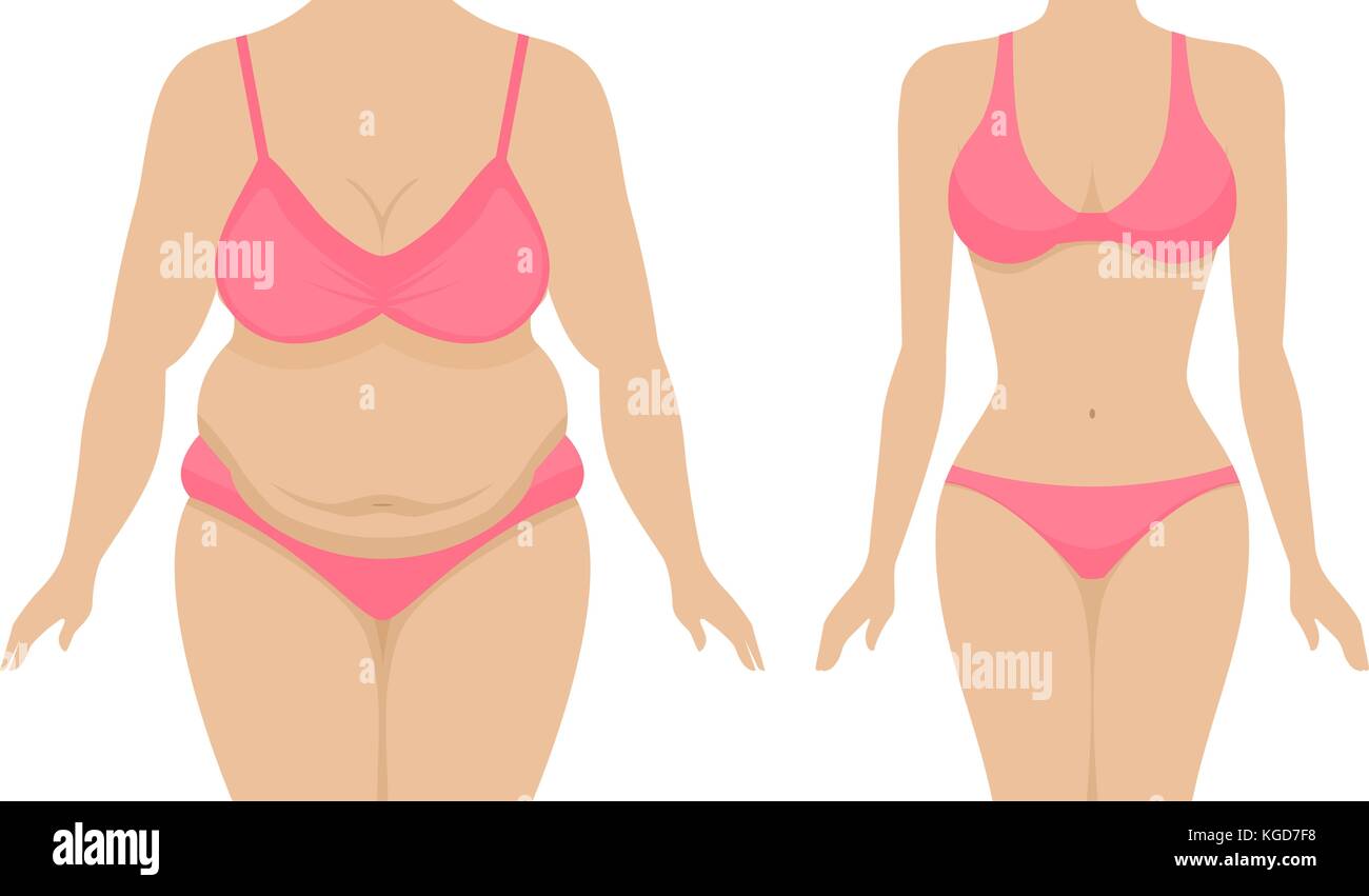 Vector Illustration einer Fat und Thin weiblichen Körper Stock Vektor
