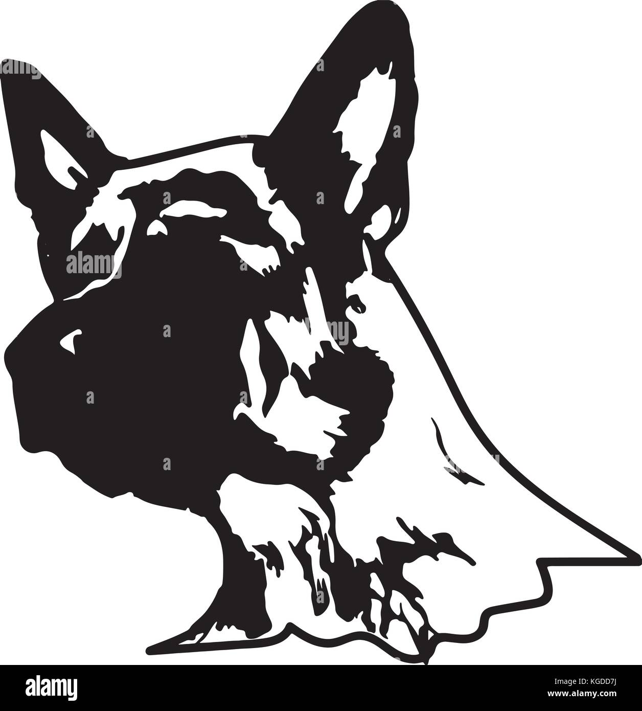 Silhouette eines Hundes. Vector Illustration der deutschen Schäferhund. Stock Vektor