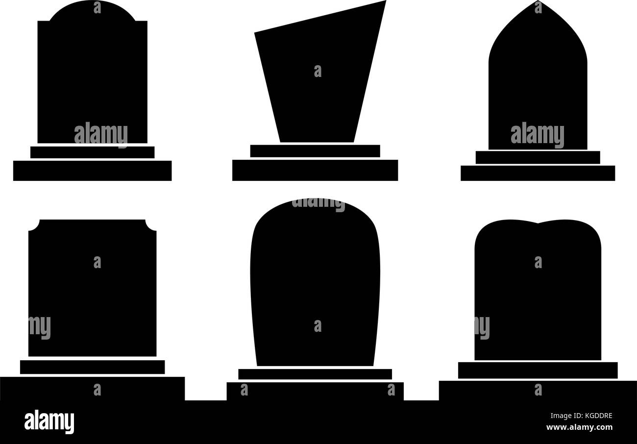 Grabstein set halloween Symbol auf weißem Hintergrund Stock Vektor