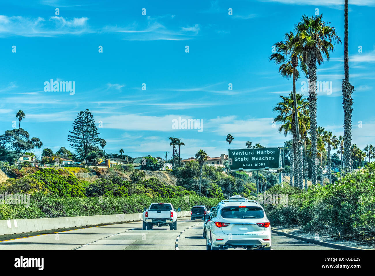 Der Verkehr in Richtung Süden auf die Autobahn 101. Kalifornien, USA Stockfoto