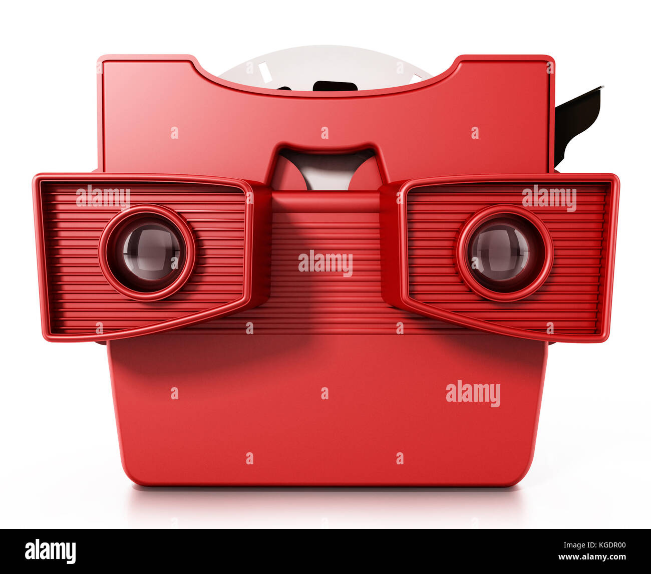 Red vintage 3D Viewer auf weißem Hintergrund. 3D-Darstellung. Stockfoto