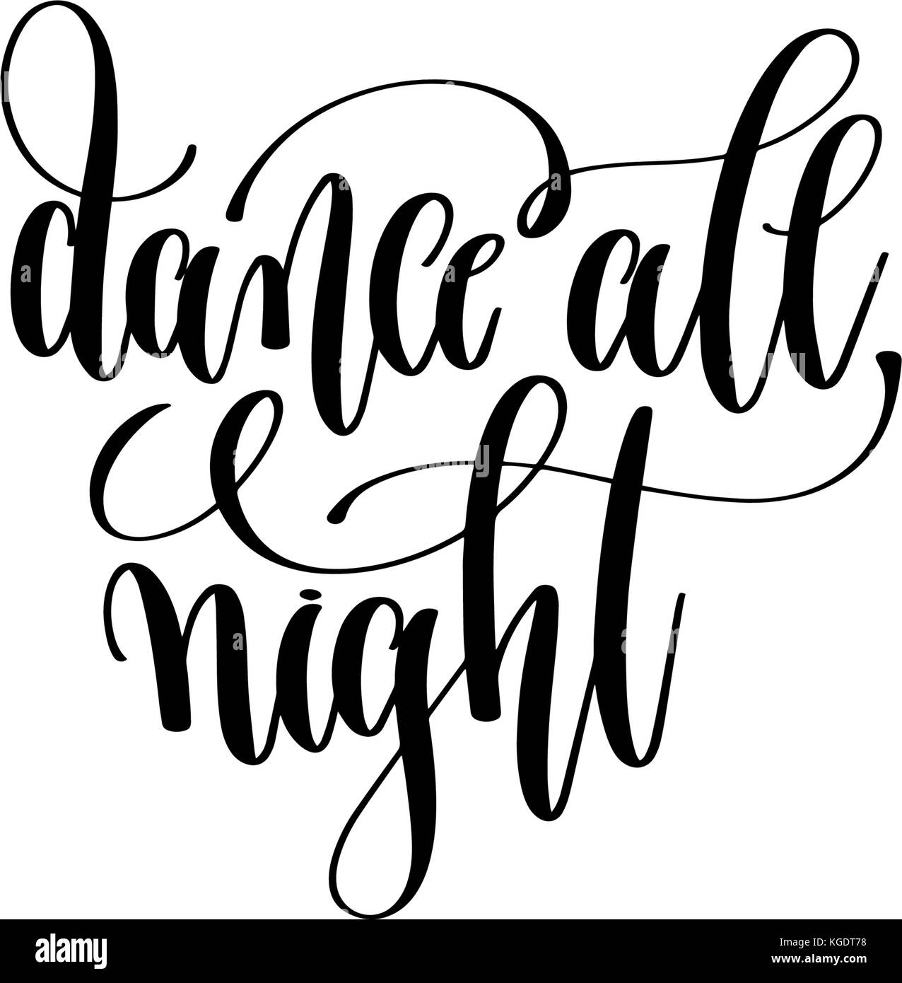 Dance all Night hand Schriftzug Einladung zur Veranstaltung Inschrift Stock Vektor