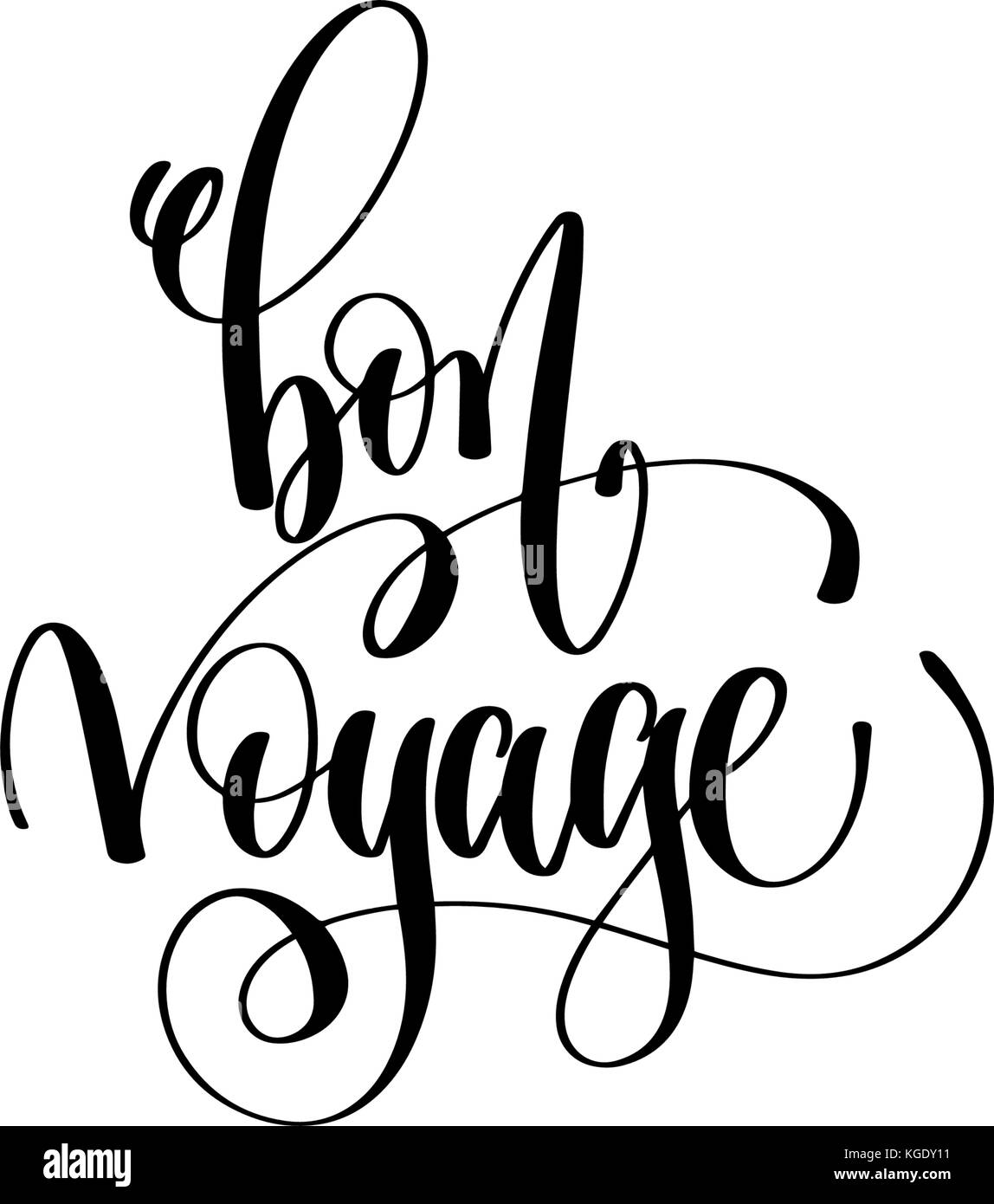 Bon Voyage hand Schriftzug moderne Typographie Beschriftung Stock Vektor