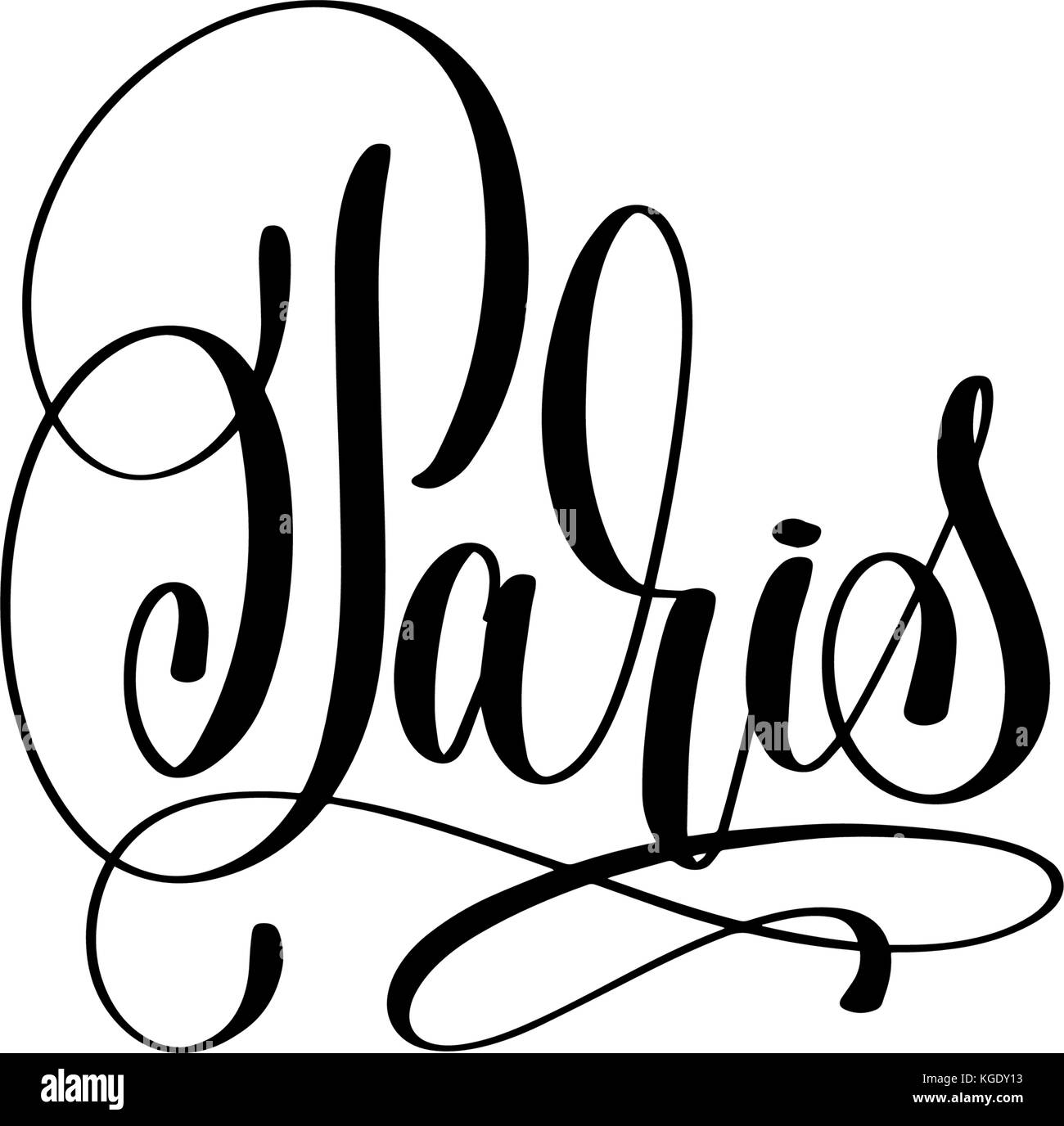 Paris hand Schriftzug moderne Typographie Beschriftung Stock Vektor