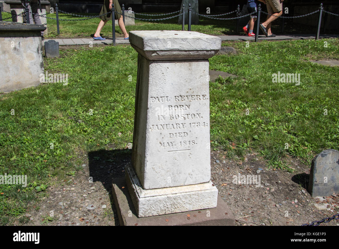 Grab Marker von Paul Revere, Getreidespeicher begrub Masse, Boston, MA, USA Stockfoto