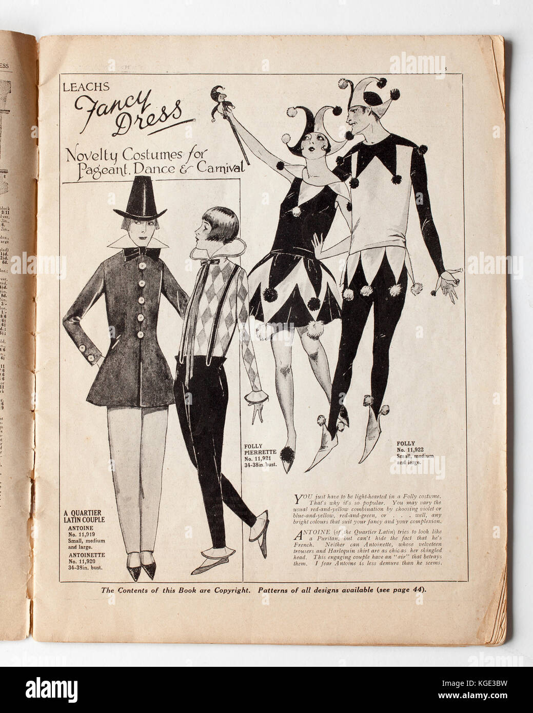 Jahrgang 1920 der Zeitschrift Leach Fancy Dress Stockfoto