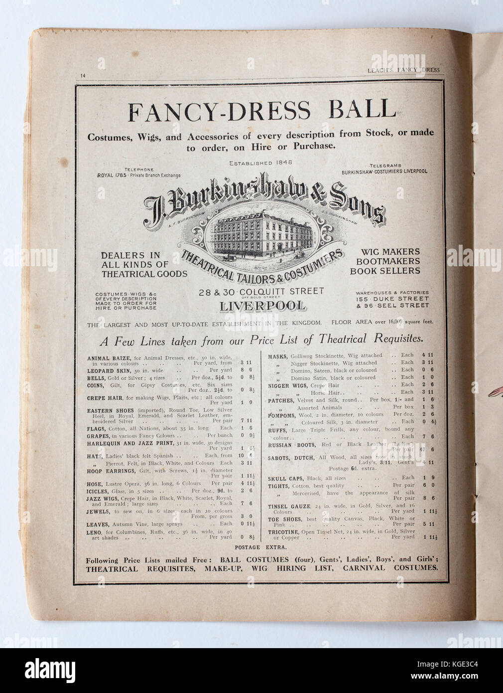 Jahrgang 1920 der Zeitschrift Leach Fancy Dress Stockfoto