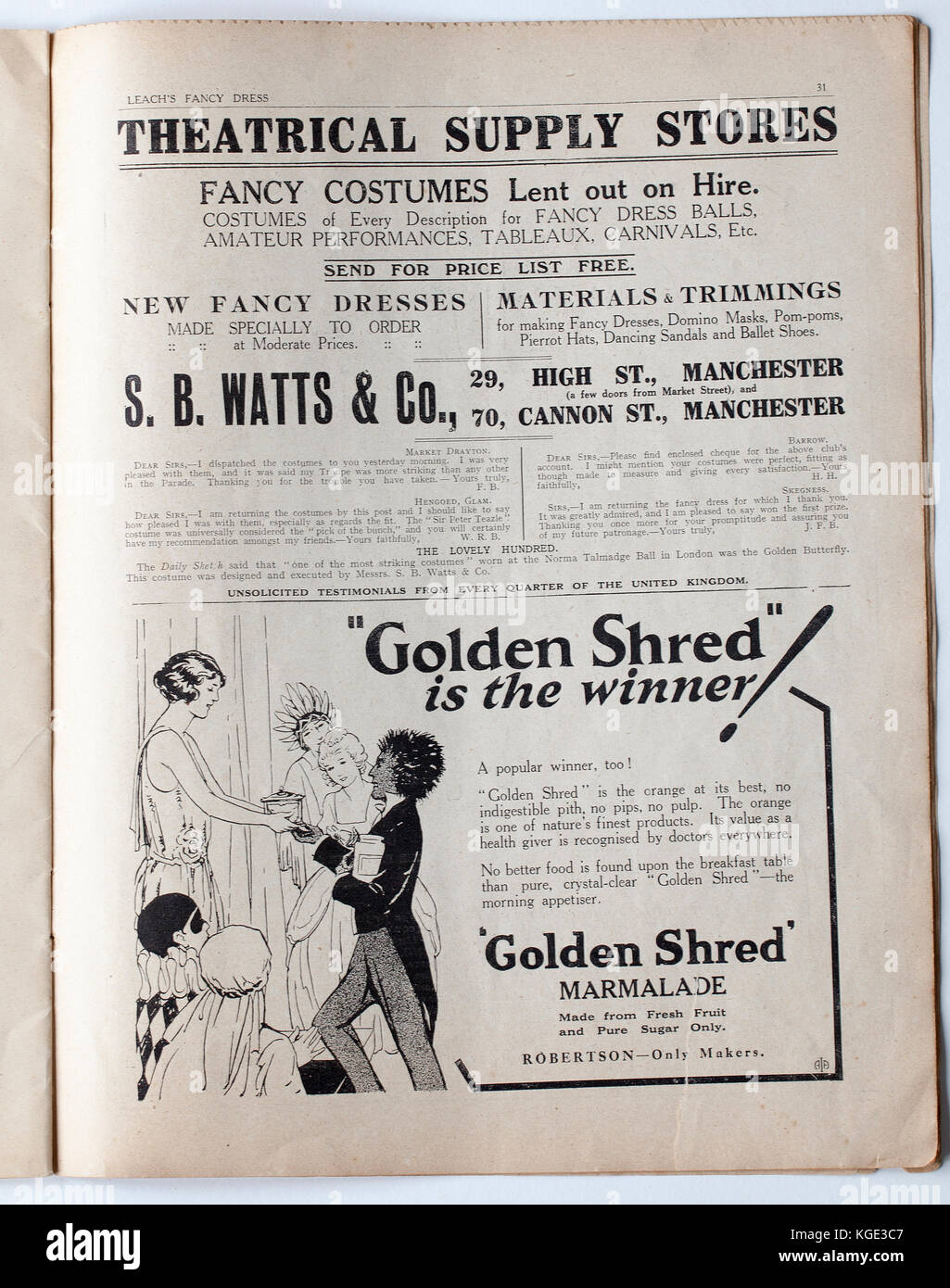 Jahrgang 1920 der Zeitschrift Leach Fancy Dress Stockfoto