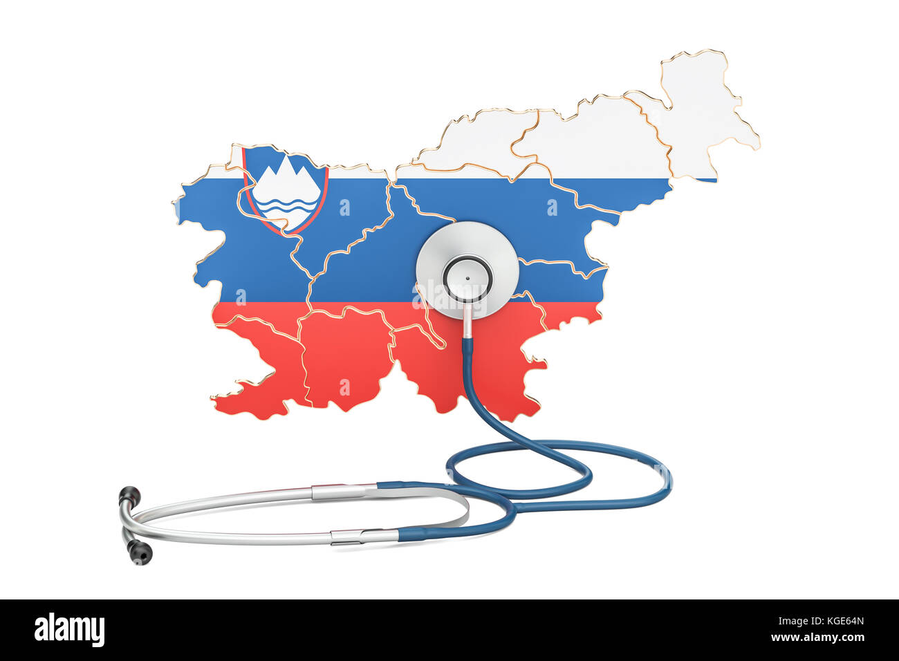 Slowenische Karte mit Stethoskop, national Health Care Concept, 3D-Rendering Stockfoto