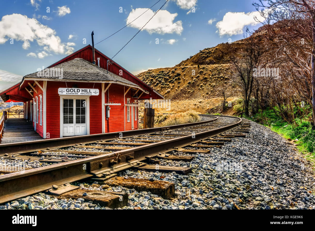 Die historische Gold Hill Depot auf der Virginia and Truckee Linie in der Nähe von Virginia City, Nevada, USA. Stockfoto