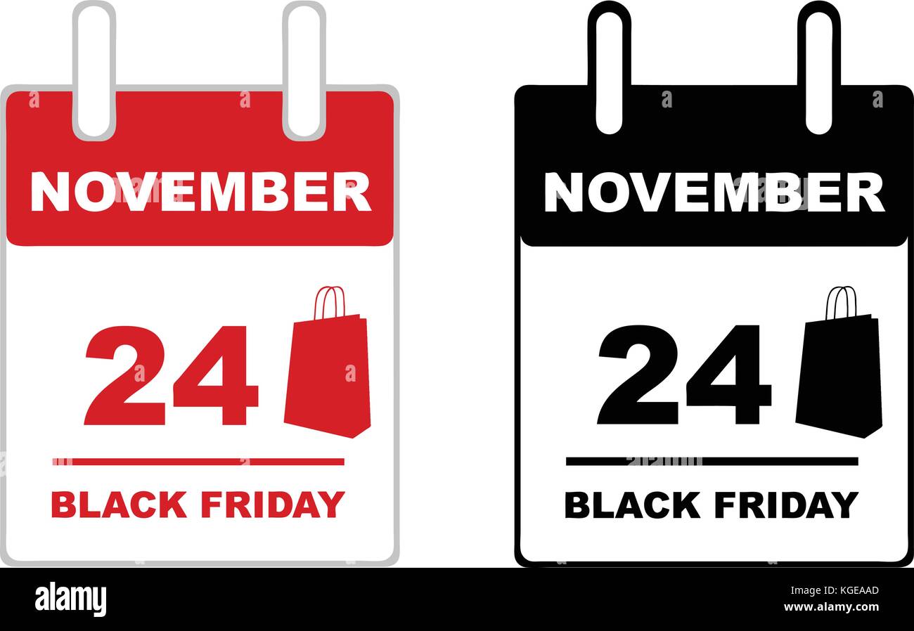 Schwarzer Freitag Kalender isoliert auf weißem Stock Vektor