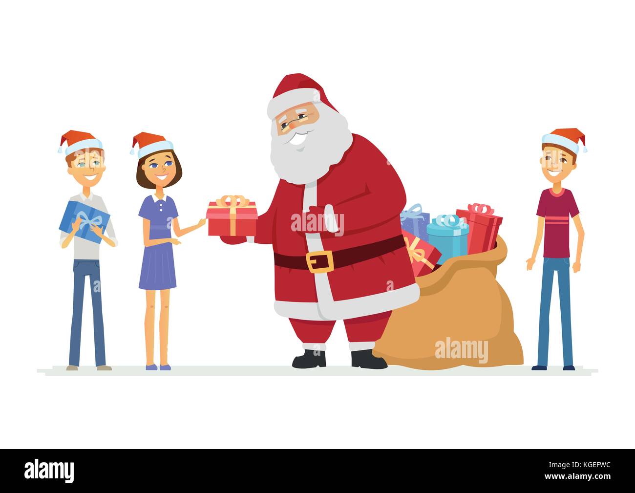 Santa Claus und Kinder - cartoon Charakter isoliert Abbildung Stock Vektor
