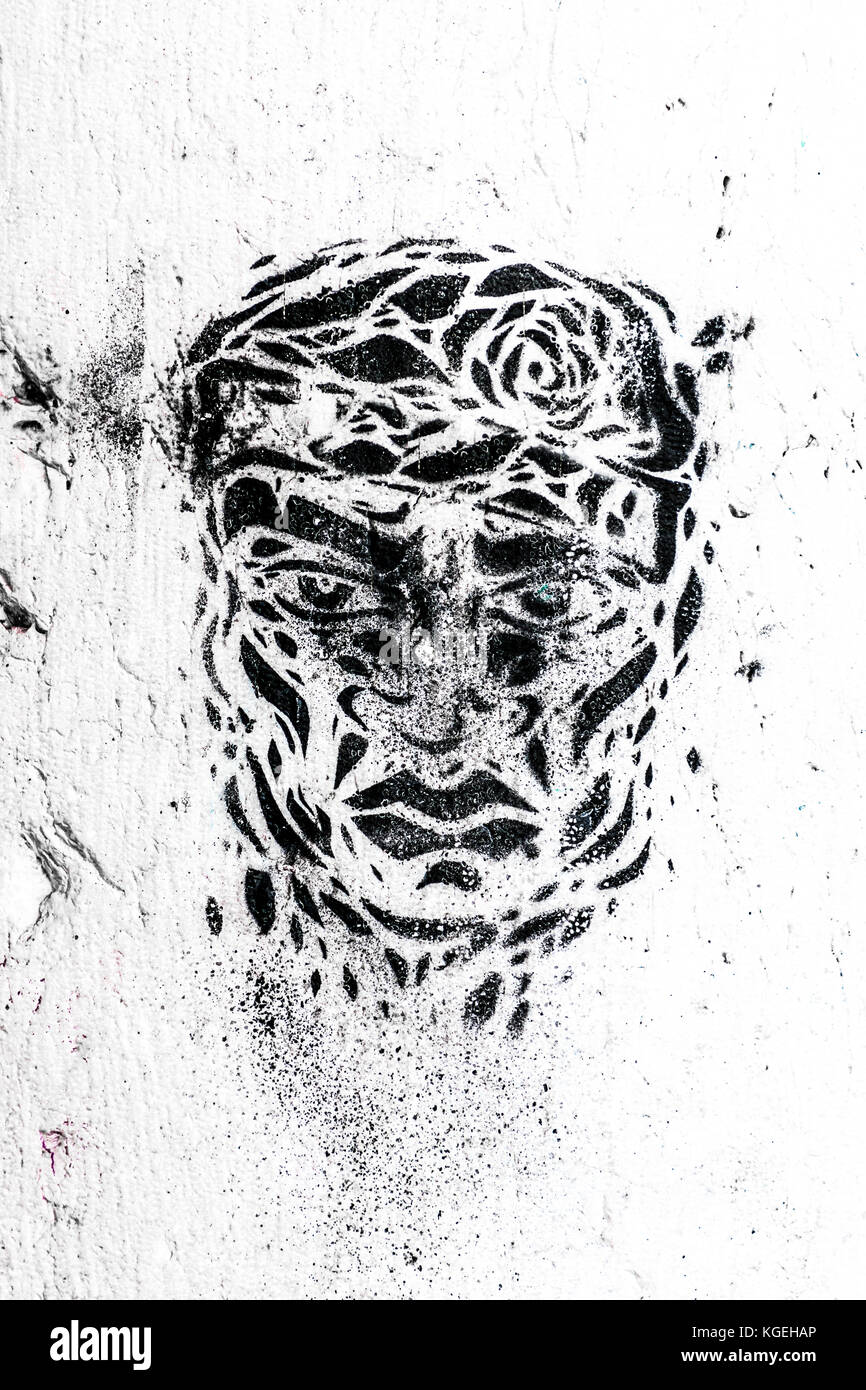 Lackierung an der Wand Stockfoto