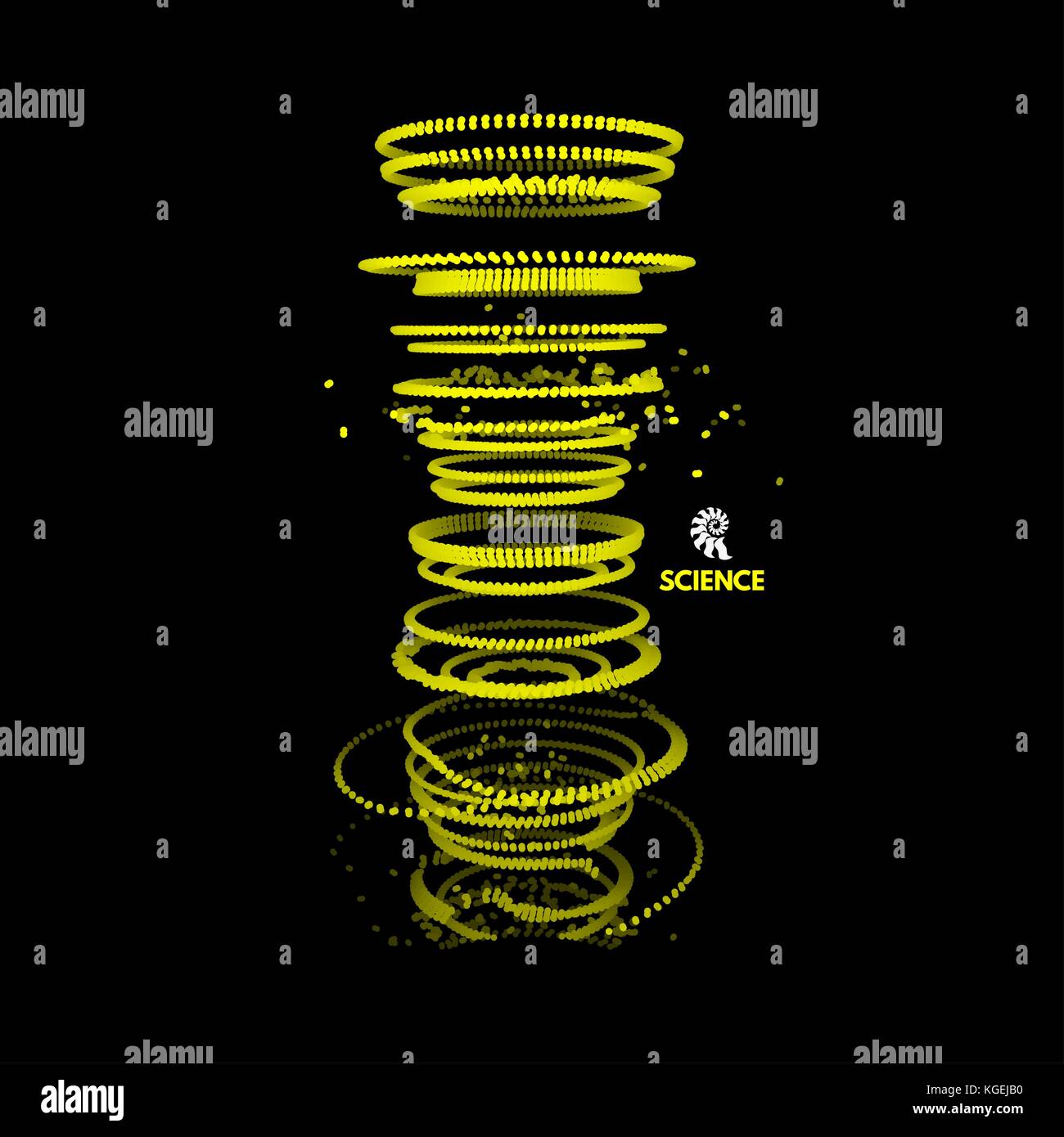 Array mit dynamischen Partikeln. 3d-technologie Stil. Abstrakt Hintergrund. Vector Illustration. Stock Vektor