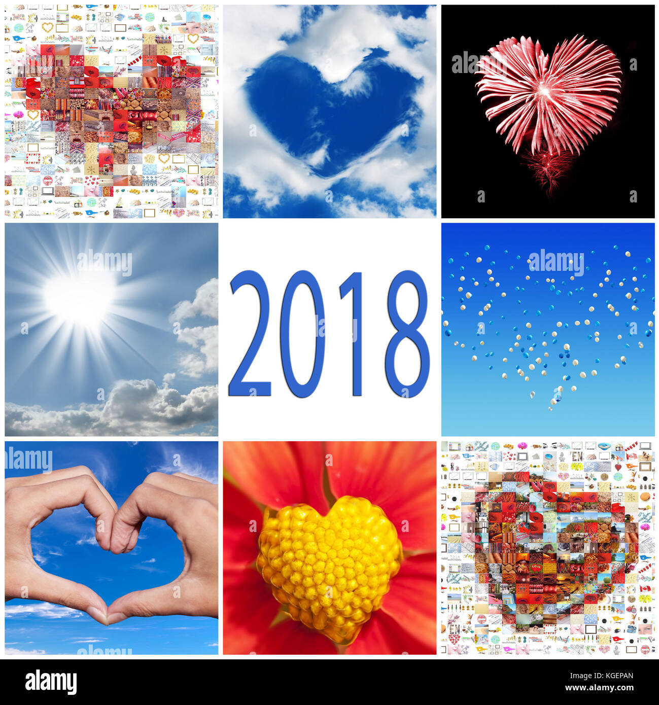 2018 Sammlung von Herzen Grußkarte Stockfoto