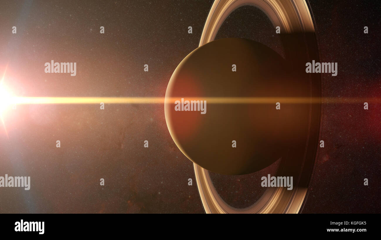 Goldenen Sonnenaufgang über dem Planeten Saturn, 3D-Rendering, Elemente von diesem Bild sind von der Nasa eingerichtet Stockfoto Goldenen Sonnenaufgang über dem Planeten Saturn, 3D-Rendering, Elemente von diesem Bild sind von der Nasa eingerichtet Stockfoto