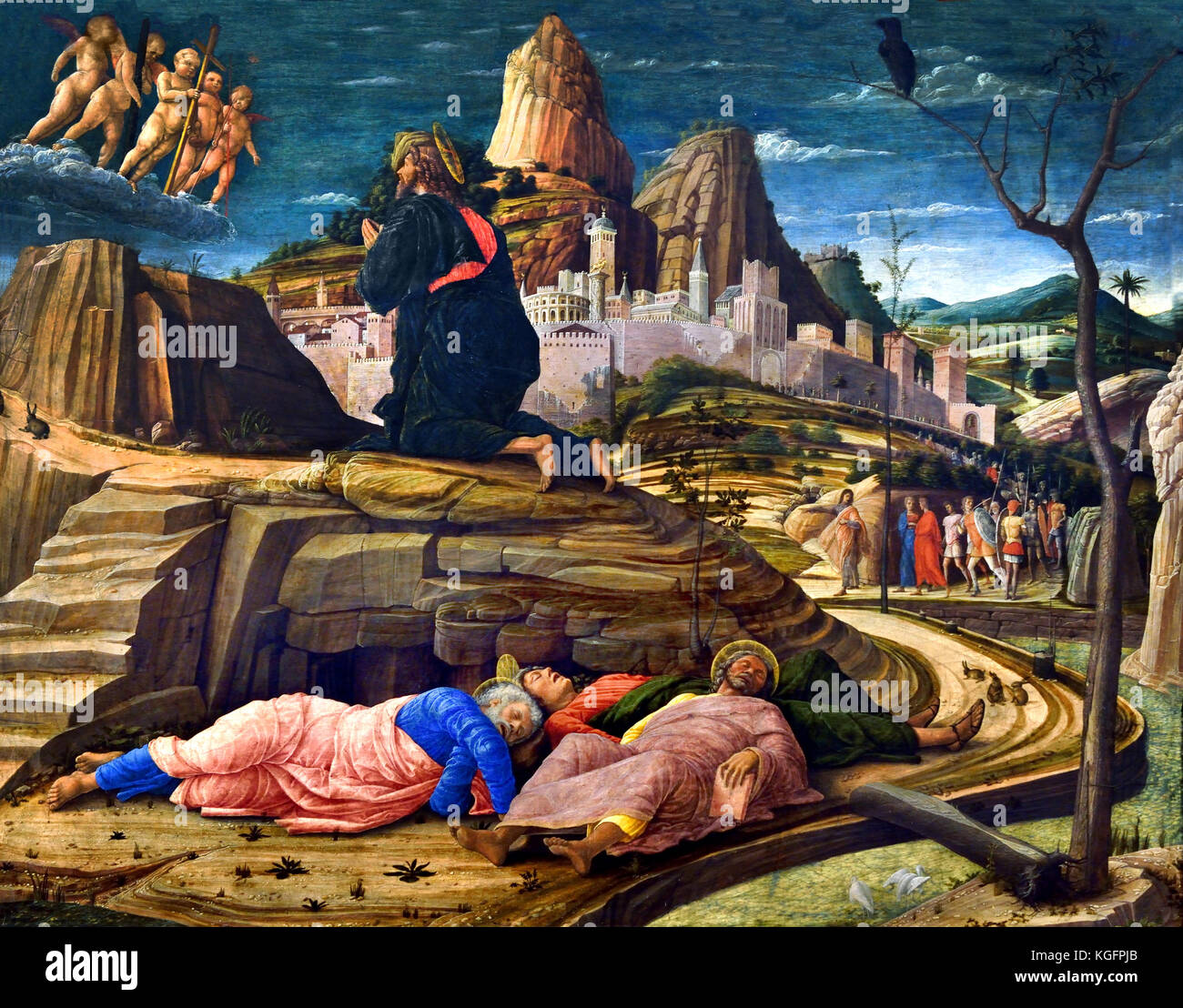 Die Todesangst im Garten, 1458-60, Andrea Mantegna 1431 - 1506, italienischer Maler, ein Student der römischen Archäologie und Schwiegersohn von Jacopo Bellini, Italien, Italienisch. Stockfoto Die Todesangst im Garten, 1458-60, Andrea Mantegna 1431 - 1506, italienischer Maler, ein Student der römischen Archäologie und Schwiegersohn von Jacopo Bellini, Italien, Italienisch. Stockfoto