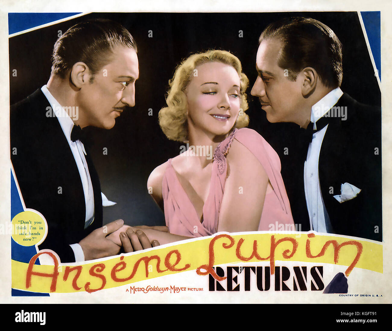 ARSENE-LUPIN KEHRT 1938 MGM-Film von links zurück: Melvyn Douglas, Virginia Bruce, Warren William Stockfoto