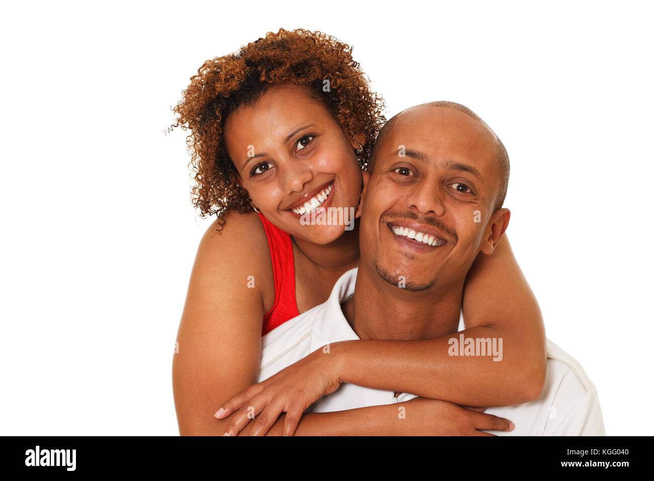 Portrait von Happy afrikanische amerikanische Paar. isoliert auf Weiss. Stockfoto