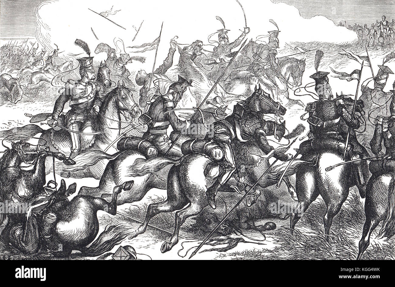 Französische Lancers, Schlacht von Waterloo, 1815 Stockfoto