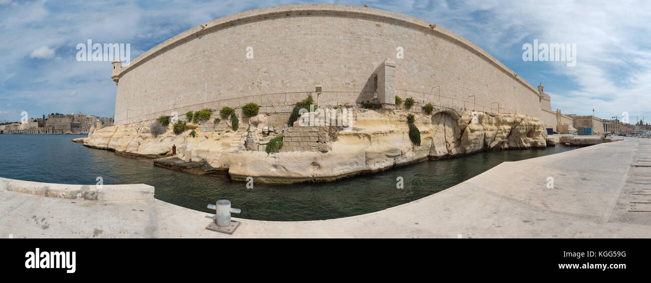 Fort St. Angelo in Malta. nordwestlichen Wand Stockfoto