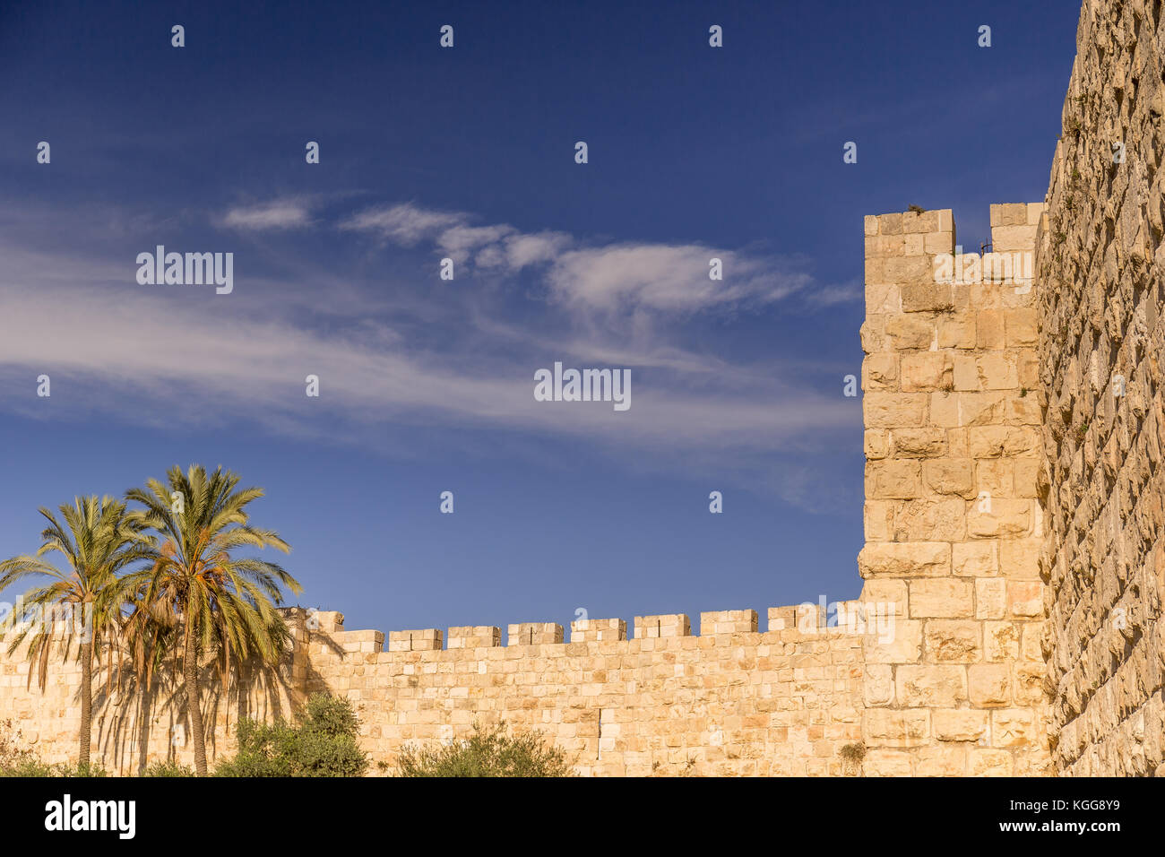 Defensive Mauer der alten Heiligen Jerusalem Stockfoto