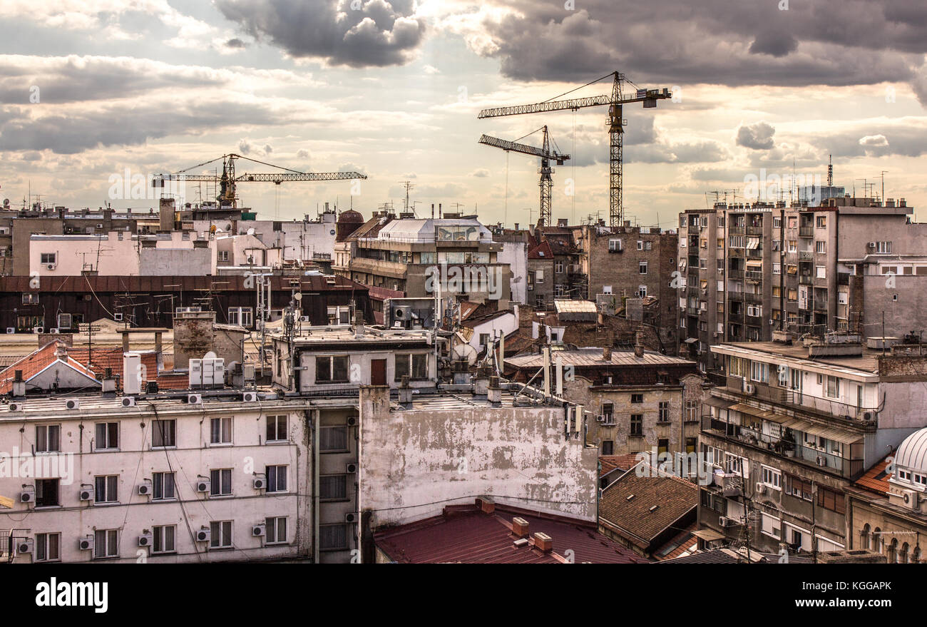 Der Bau von Gebäuden im Stadtzentrum, Belgrad, Serbien Stockfoto