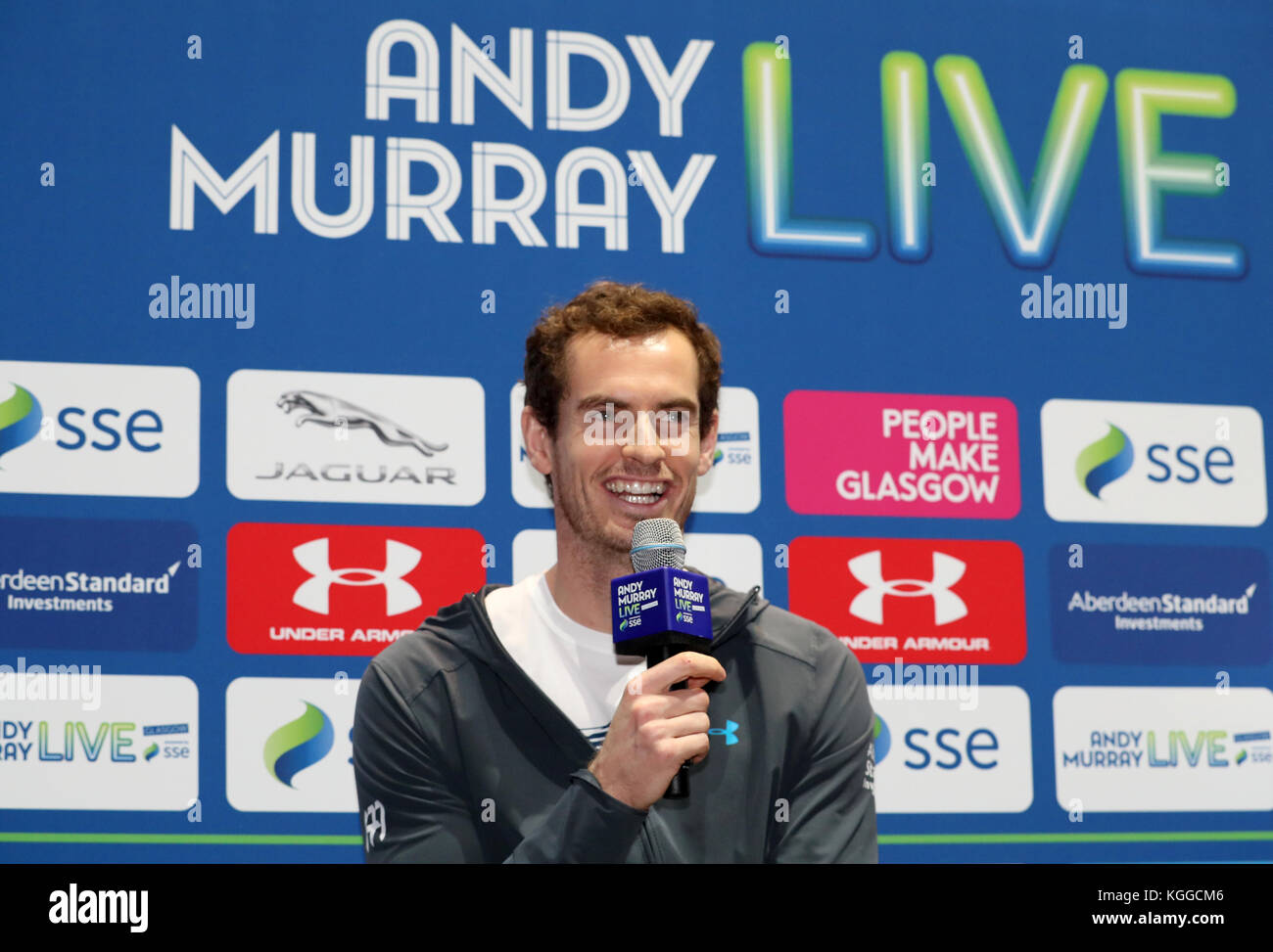 Andy Murray während der Pressekonferenz vor dem Andy Murray Live Event im SSE Hydro, Glasgow. Stockfoto