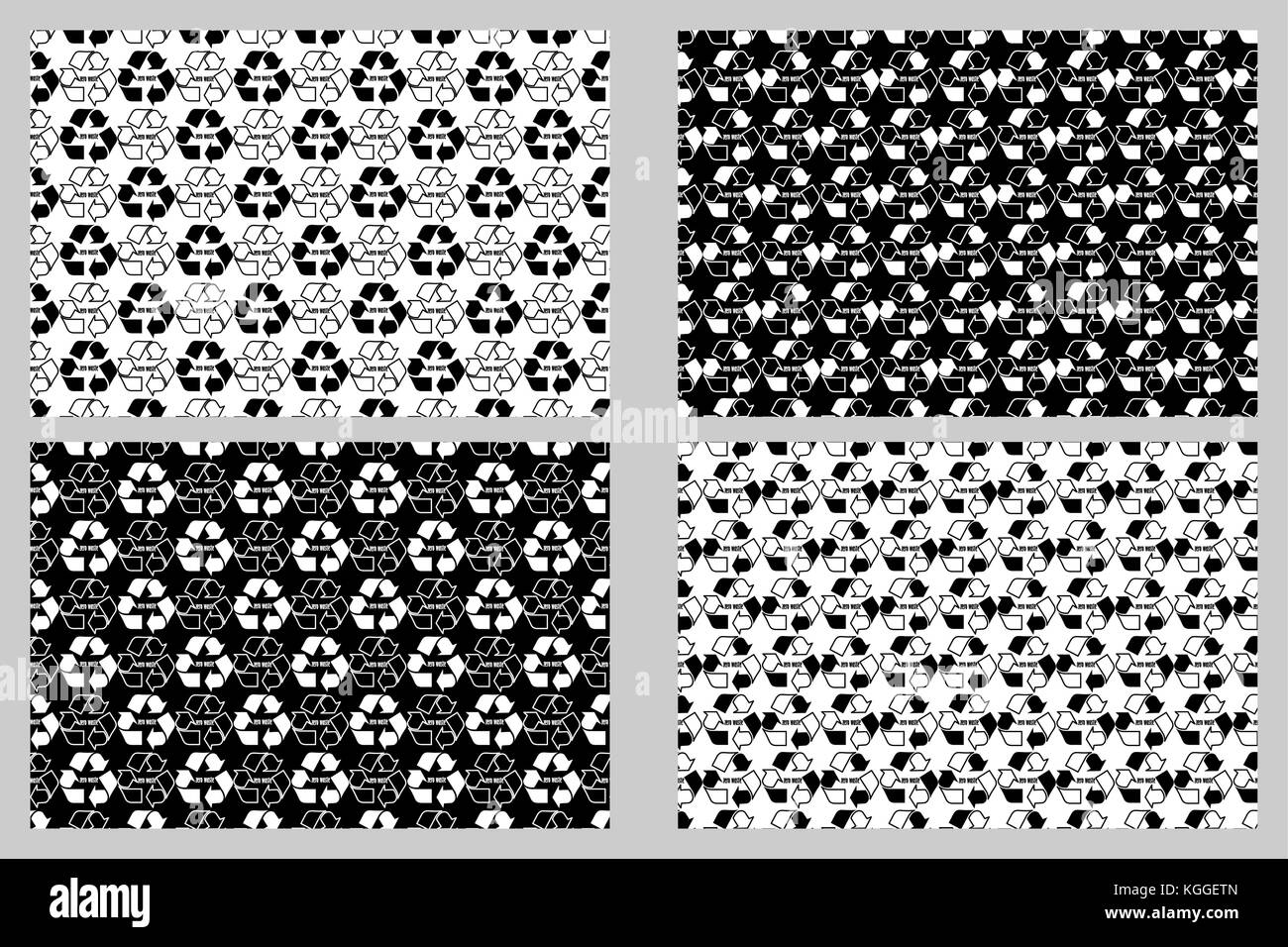 Null Abfall-vector Pattern - Schwarz und Weiß, Set, Stock Vektor