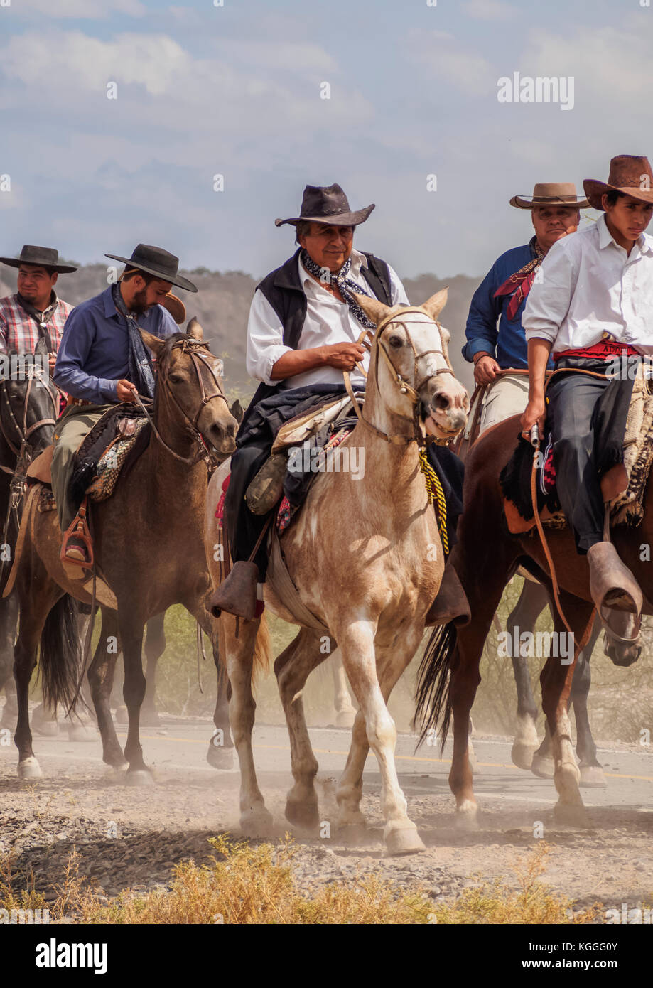 Cabalgata de Los Gauchos, Gaucho horse Parade von san juan Vallecito, Provinz San Juan, Argentinien Stockfoto