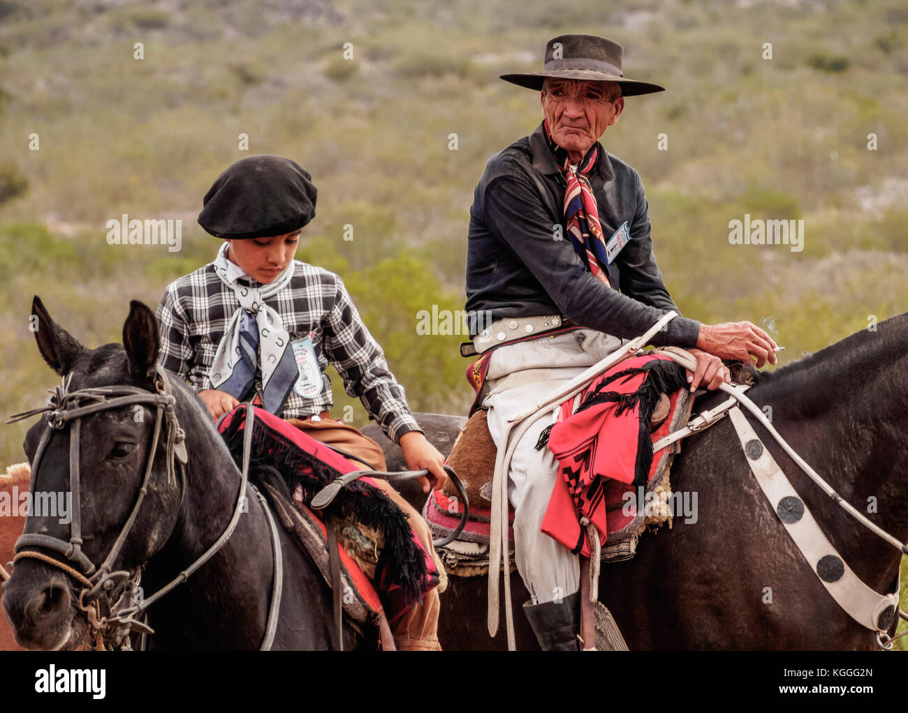 Cabalgata de Los Gauchos, Gaucho horse Parade von san juan Vallecito, Provinz San Juan, Argentinien Stockfoto