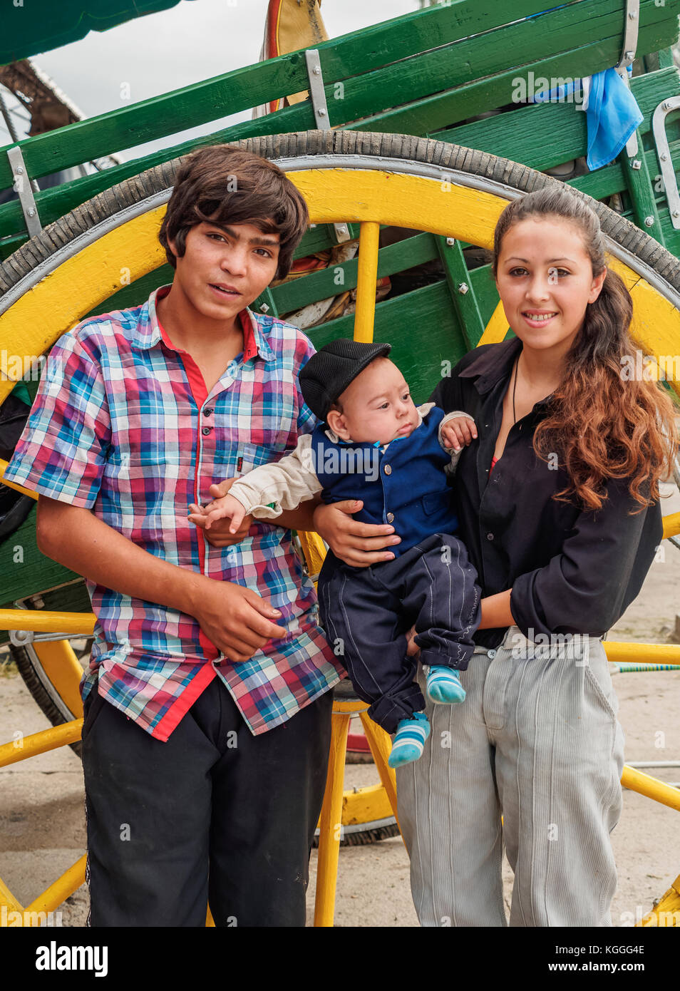 Gaucho Familie, vallecito, Provinz San Juan, Argentinien Stockfoto